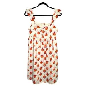 J.Crew Linen Dress Ruffle Straps Loose Fit Size 2